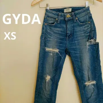 GYDA 제이다 스키니 데님 XS 인디고 블루 슬림 데미지