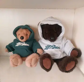 LL Bean 후드 부착 봉제 인형 2종 세트 곰