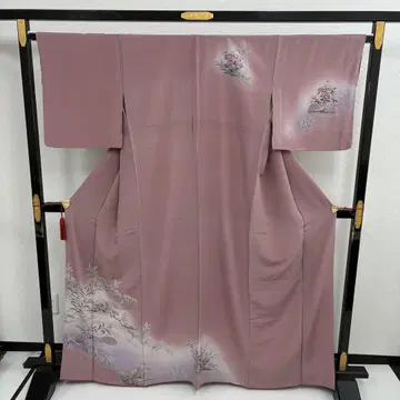 화장 66 부착 순수 실크 유젠 무늬 고급스러운 꽃 기모노 U-6257