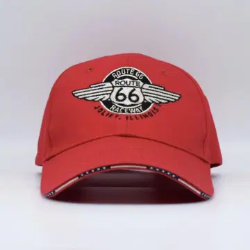 ROUTE66 일리노이 수베니어 캡 자수 구제 의류 빨간색 벨크로 테이프