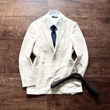 <>LARDINI 실크 100% 봄/여름 화이트 자켓 사이즈 42