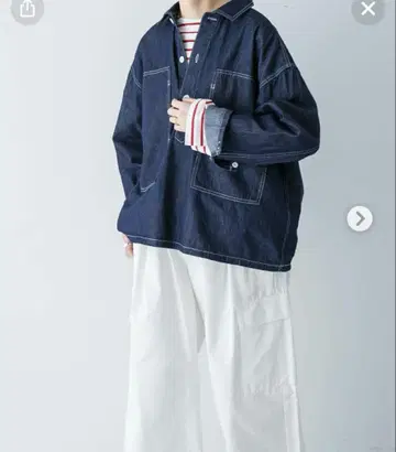 카구레 데님 풀오버 셔츠