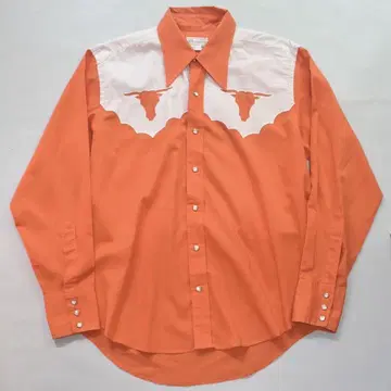 Wrangler USA제 롱 경적 자수 웨스턴 셔츠 오렌지 XL
