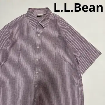 L.L.Bean 엘엘빈 버튼 다운 스트라이프 반팔 셔츠 L 빨간색