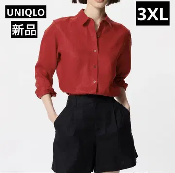 새상품 유니클로 프리미엄 린넨 셔츠 빨간색 3XL