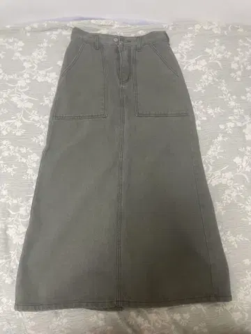 blackup 카키 데님 스커트