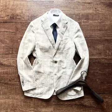 <>LARDINI 봄/여름 린넨 코튼 화이트 자켓 사이즈 50