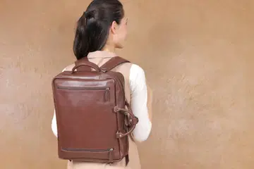 천연 가죽 4Way 백팩 백팩 브리프 케이스 비즈니스 백 브라운