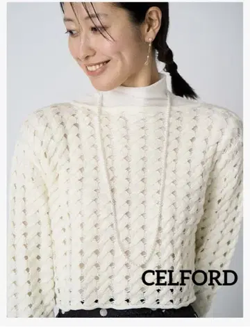 CELFORD 로우 게이지 숏 니트 풀오버