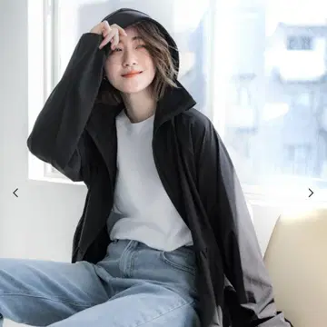 UV 차단 개더 후드티 블랙 M 사이즈
