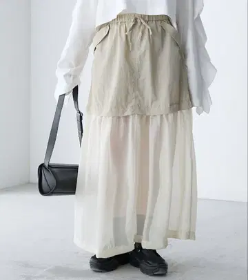 forksy. 나일론 시어 오간자 절개 스커트