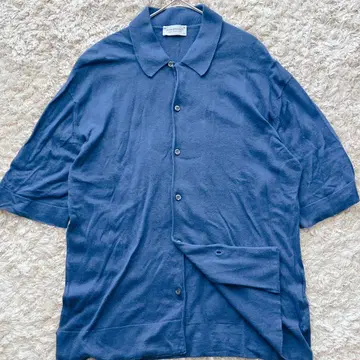John Smedley 반팔 셔츠 씨 아일랜드 코튼 파랑 M