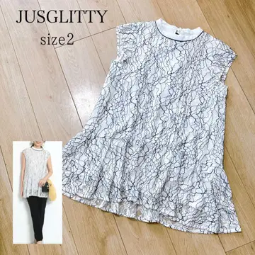 JUSGLITTY 레이스 보타이 튜닉 블라우스