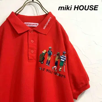 새상품급 miki house 미키 스포츠 빅 자수 피케 셔츠
