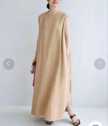 미사용 새상품 IENA 린넨 슬리브리스 원피스 36 베이지