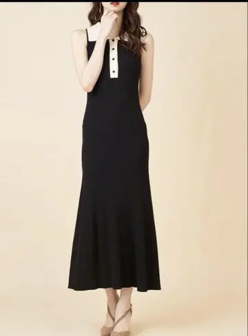 로얄 파티 슬리브리스 폴로 옷깃 타이트 원피스