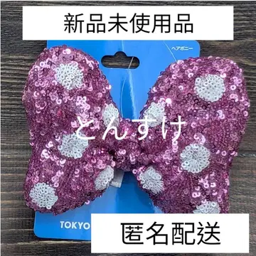디즈니 새상품 핑크 리본 미니 헤어 고무 머리끈 헤어 포니 미니의 날