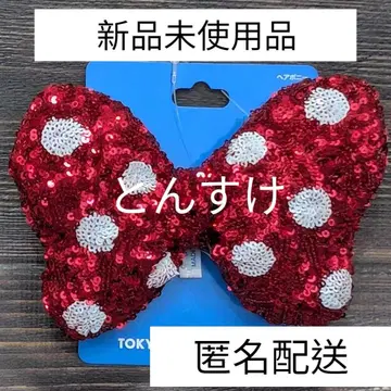 디즈니 새상품 빨간색 리본 미니 헤어 고무 머리끈 포니 미니의 날