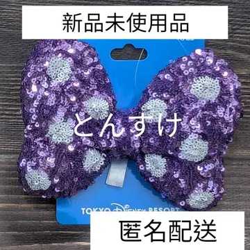 디즈니 새상품 보라색 리본 미니 헤어 밴드 머리끈 포니 미니의 날