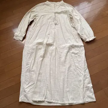 카폭 혼합 이중 거즈 긴팔 원피스