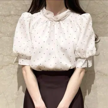 SNIDEL 도트 무늬 리본 포함 블라우스 ONE SIZE