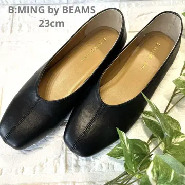 거의 새상품 B:MING by BEAMS 23cm 플랫 슈즈 블랙 플랫