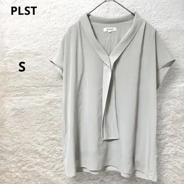 PLST 블라우스 반팔 V넥 보타이 돌먼 얇은 소재 스트레치 봄/여름 S