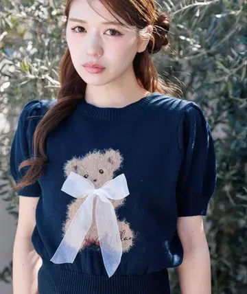 올리브 드 올리브 애니멀 자카드 니트