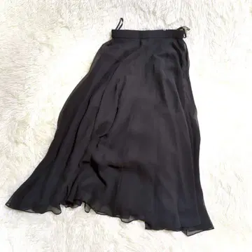 폴라 스타일 스커트(M) 쉬폰 블랙 플레어 성숙/러블리 무지