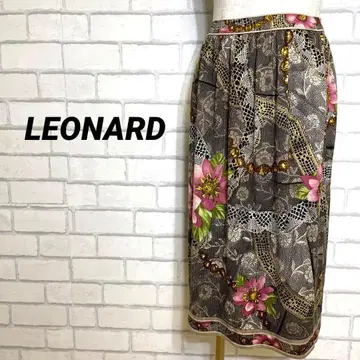 LEONARD 레오나르 꽃무늬 스커트 무릎 아래 W66 봄/여름 실크 울