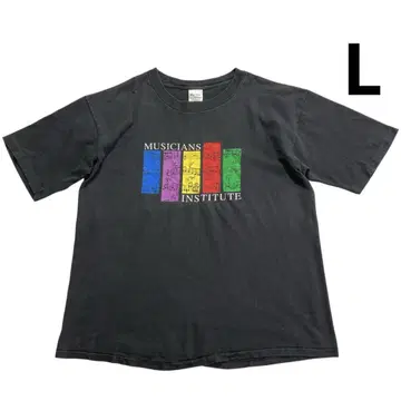 90s USA제 Murina 티셔츠 L 블랙 양면 프린트 음악 학교 음표