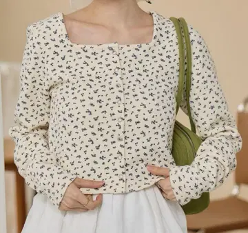 kastane 미니 꽃무늬 써멀 가디건 아이보리