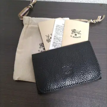 새상품 일비종떼 천연 가죽 카드 케이스 명함지갑 블랙 NERO