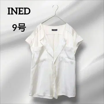 이네드 블라우스 실크 터치 반팔 셔츠 화이트 9호