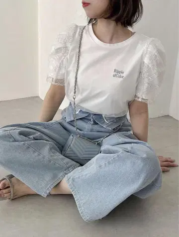 dazzlin 숄더 스팽글 레이어드 티셔츠