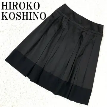 HIROKO KOSHINO 플리츠 플레어 스커트 블랙 40 B674