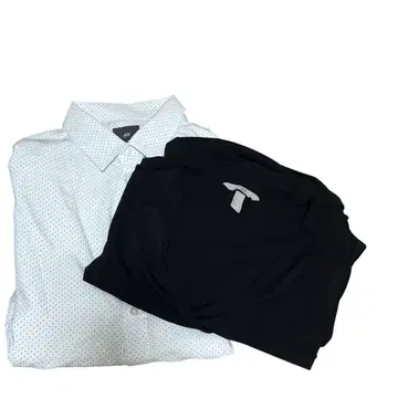 H&M 도트 무늬 긴팔 셔츠 L과 블랙 롱 스커트 M