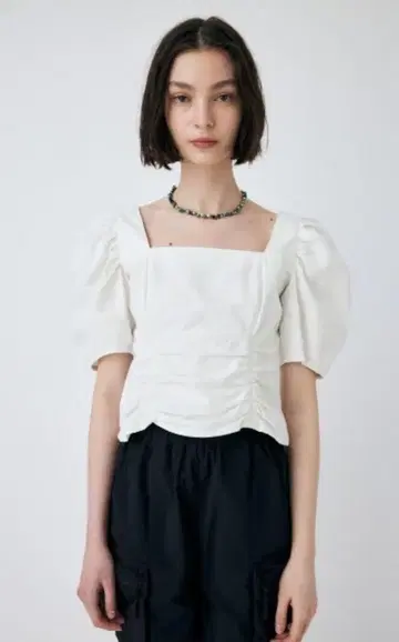 MOUSSY FRONT GATHER DENIM 블라우스
