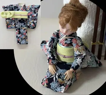 핸드메이드 인형 의류 기모노 (순수 실크 네이비) 리카짱을 좋아하는 분
