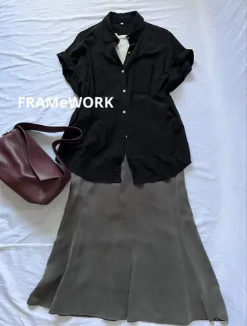 FRAMeWORK 큐프라 플레어 스커트 허리 밴딩 롱 스커트