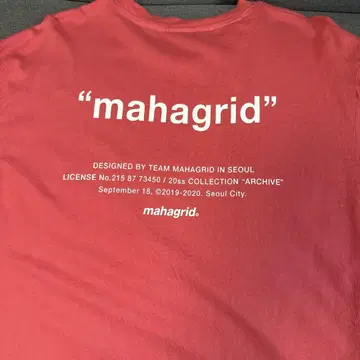 mahagrid 롱 티셔츠 핑크 레드