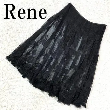Rene 르네 전체 레이스 플레어 스커트 블랙 36 B677
