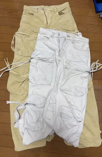 화이트 베이지 카고 팬츠 2개 세트