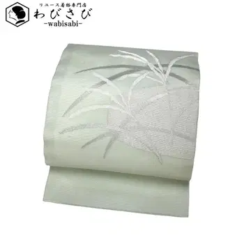 여름 오비 나고야 오비 명주 풀잎 무늬 은실 비밀의 색 O-5206