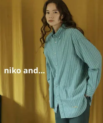 niko and... 컬러풀 스트라이프 버튼 다운 셔츠 오버 사이즈