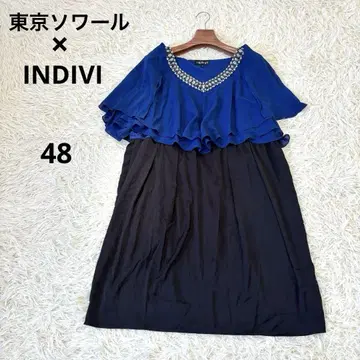 도쿄 소와르 INDIVI 파티 드레스 바이컬러 비쥬 5L 빅 사이즈
