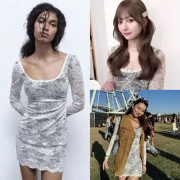자라 리본 레이스 미니 원피스 레이스 원피스 M 사이즈