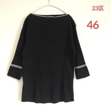 23구 보트넥 코튼 리브 티셔츠 7부 소매 46 큰 사이즈 스트레치