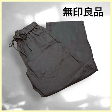 미사용 무인양품 프렌치 린넨 스트레이트 팬츠 그레이쉬 브라운