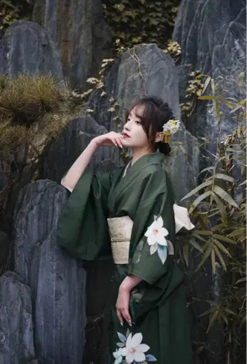 미사용 새상품 그린 유카타 그린 기모노